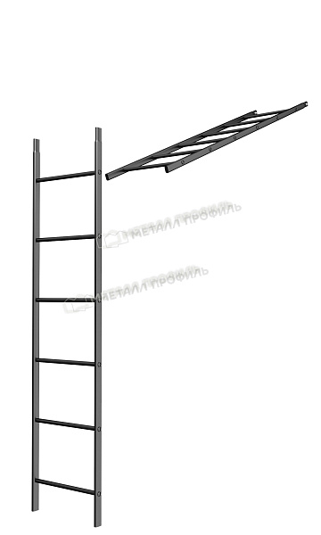 Лестница кровельная стеновая дл. 1860 мм без кронштейнов (9005) ― приобрести недорого в интернет-магазине Компании Металл Профиль.